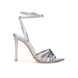 Gianvito Rossi Ankle Strap Sandals Heels Stonewash Metallic 36.5 NIB $895